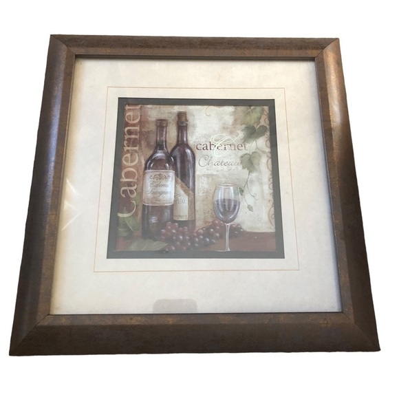 Cabernet Matted Framed Wine Pic Bronze Look Frame 12X12 Wall Mounted Artwork - Picture 1 of 4